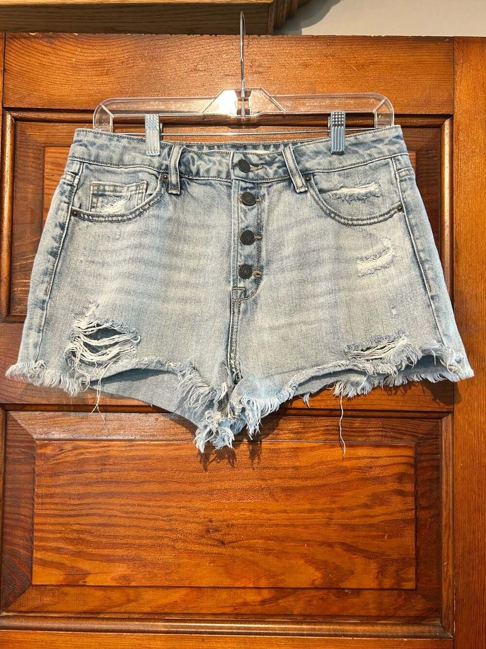 Hidden Jeans High Rise Distressed Button Fly Denim Shorts - Picture 2 of 8